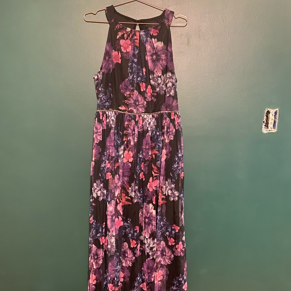 Floral Maxi Dress in Purple and Pink
